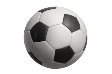 Soccer ball spinning, photorealistic 3d rendering on transparent background, ideal sports design element