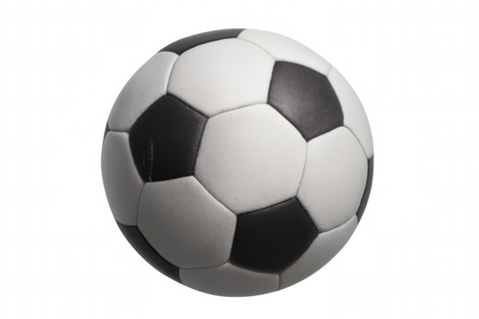 Soccer ball spinning, photorealistic 3d rendering on transparent background, ideal sports design element