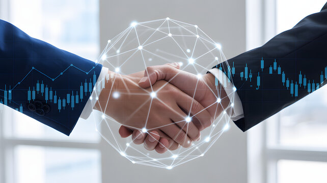 Strategic partnership with global network handshake for business opportunities - Powered by Adobe