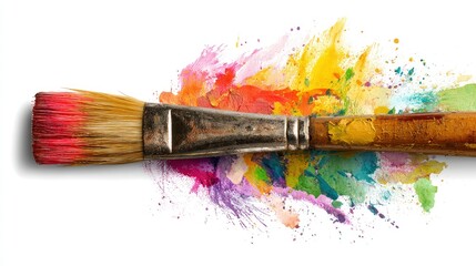 Obraz premium Paintbrush with vibrant colorful strokes