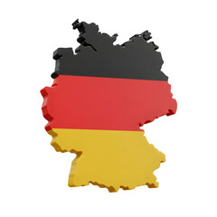 Realistic 3D Render of Germany Map with National Flag Colors and Detailed Geographic Contour