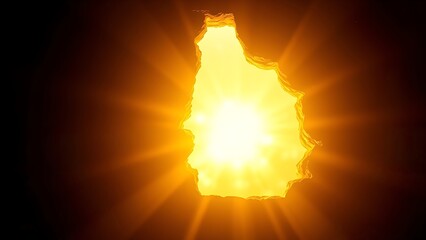 Abstract golden rays piercing through dark stone, symbolizing breakthrough ideas in a dramatic conceptual scene.