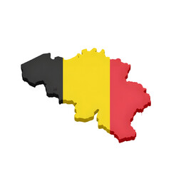 Realistic 3D Render of Belgium Map Decorated with National Flag and Detailed Shape Illustration