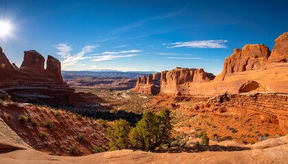 Fototapeta premium utah diverse landscapes feature iconic red rock arches deep canyons and sprawling desert terrain offering unmatched natural beauty