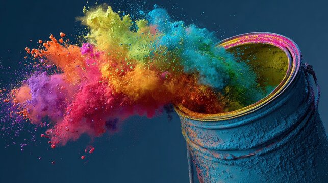 Vibrant powder explosion from pail