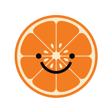 A cartoon orange slice with a smiling face