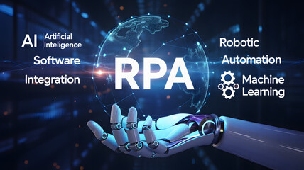RPA Robotic Process Automation Artificial Intelligence Technology Future Concept