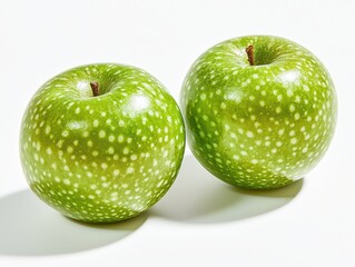 Fresh Green Apples on White Background with Natural Highlights