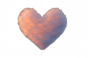 Heart shaped cloud floating on a transparent background, ideal for valentine's day or romantic projects