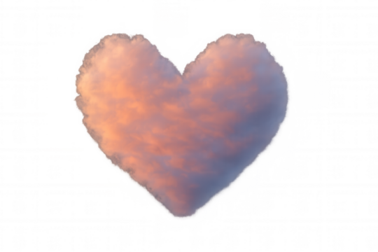 Heart shaped cloud floating on a transparent background, ideal for valentine's day or romantic projects