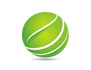 Green sphere logo with leaf-like design