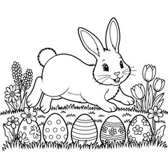 Easter clipart coloring page for children & adults, vector illustration background