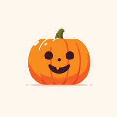 Smiling Halloween pumpkin with a simple and minimalist flat design using a white background