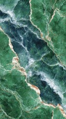 Green marble texture with swirling patterns of deep blue and white veins across the surface