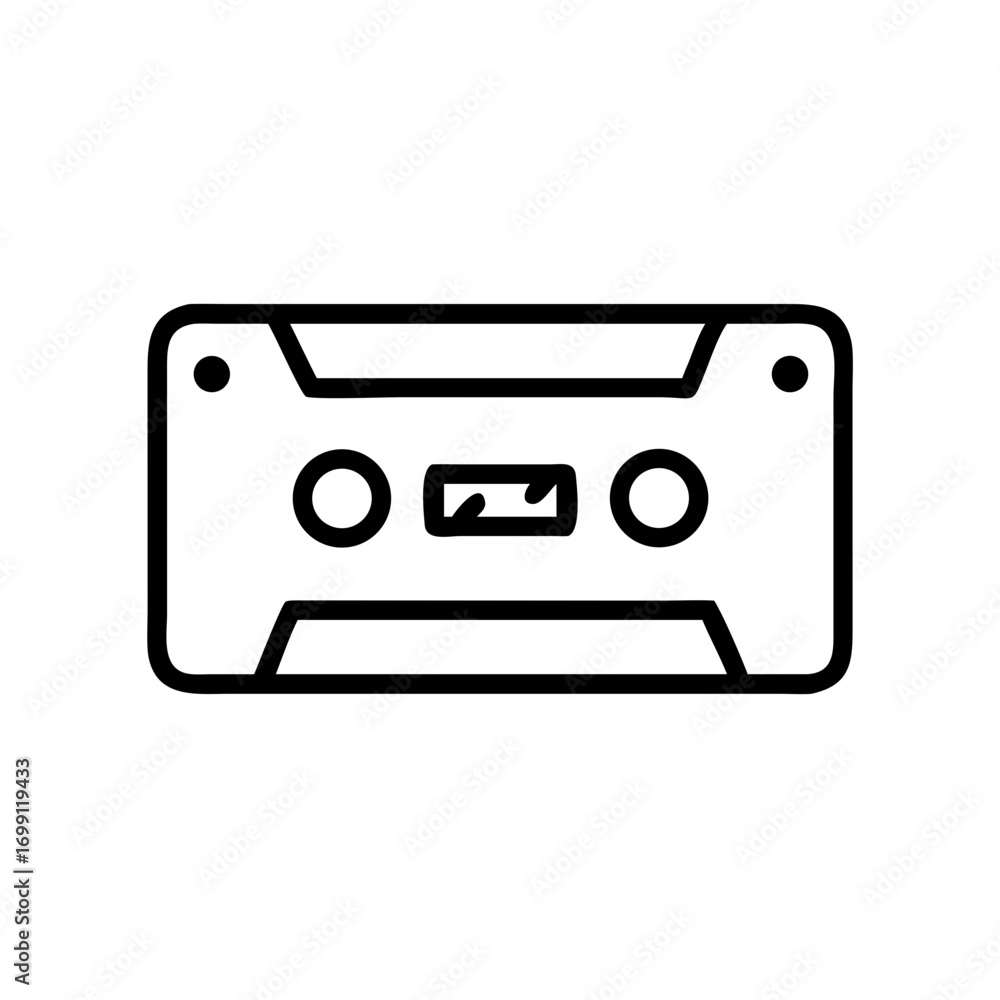 Poster audio recording cassette player icon for web and graphic design