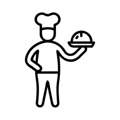 Baker Holding Tray with Bread Icon for Web and Graphic Design