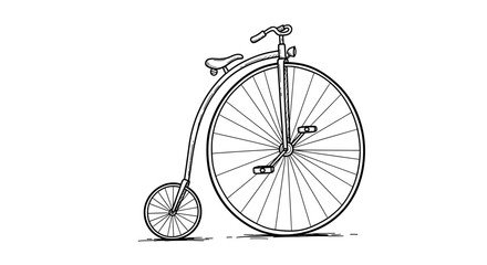 Vintage High Wheeler Bicycle: Classic Design with Striking Contrasts
