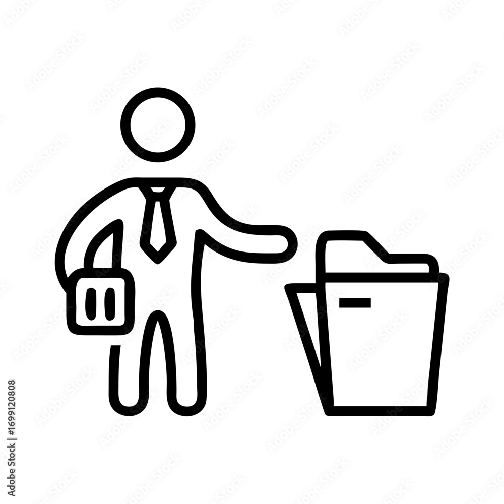 Poster businessman deleting file from system icon for web and graphic design