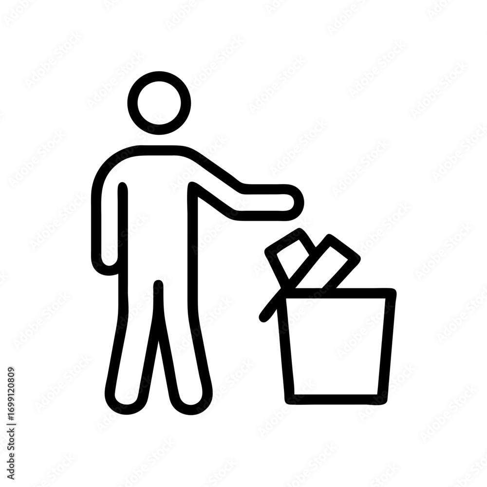 Poster businessman removing content action icon for web and graphic design