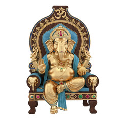 Obraz premium Ganesha on an Ornate Throne – Divine Hindu Art Illustration transparent PNG
