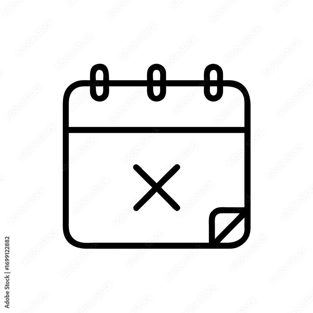 Poster delete event calendar cross mark icon for web and graphic design