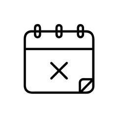 Delete Event Calendar Cross Mark Icon for Web and Graphic Design