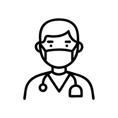 Doctor Wearing Face Mask Icon for Web and Graphic Design