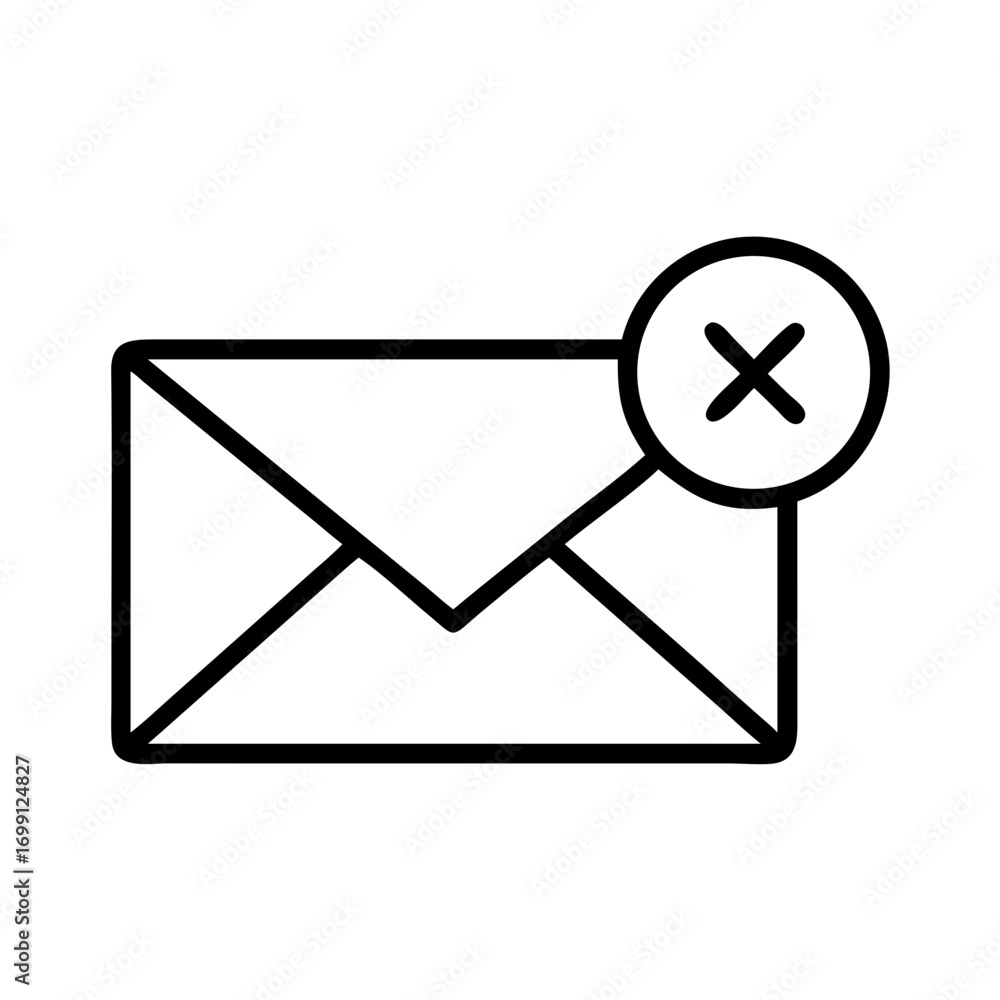 Poster email envelope with delete cross symbol icon for web and graphic design
