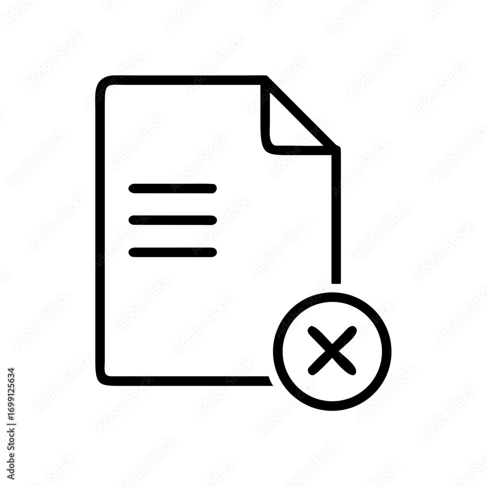 Poster file document with delete remove x icon for web and graphic design