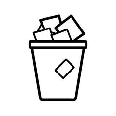 Garbage Basket Filled with Paper Trash Icon for Web and Graphic Design