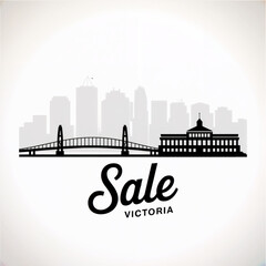 Fototapeta premium Sale Australia Skyline Silhouette — Port Town and Cultural Landmark of Victoria Vector Illustration