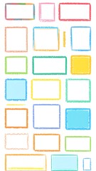 Collection of colorful, hand-drawn rectangular frames with varied textures and sizes.