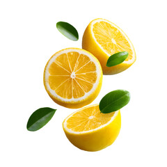 Fototapeta premium slices of fresh lemon wedges with visible juice sacs