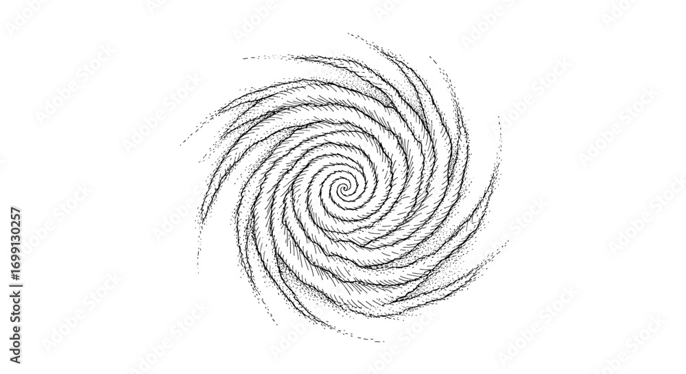 Poster abstract swirl design with hand drawn style lines and dots