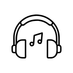 Headphones with Music Notes Podcast Icon for Web and Graphic Design