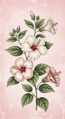 Elegant Floral Arrangement of Flowers on Pink Textured Background