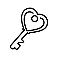 Key to Heart Love Symbol Icon for Web and Graphic Design