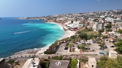Aerial drone video of Byblos (Jbeil) in Lebanon - Powered by Adobe