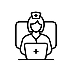 Nurse Teaching Healthcare Online Icon for Web and Graphic Design