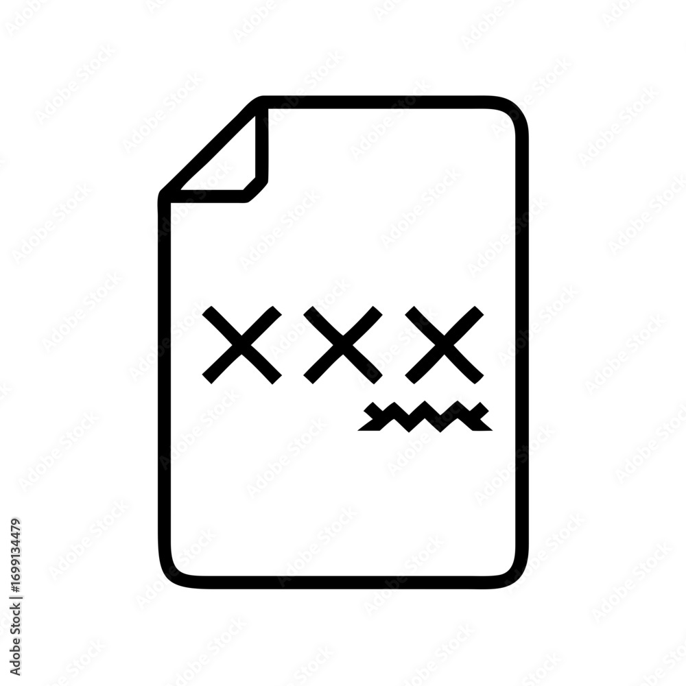 Poster paper file with x mark delete icon for web and graphic design