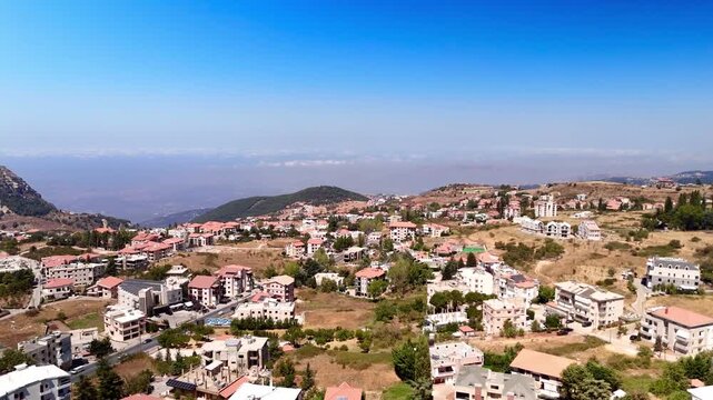 Aerial drone video of Ehden mountain village in Lebanon