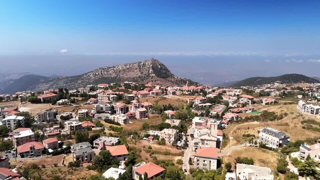 Aerial drone video of Ehden mountain village in Lebanon