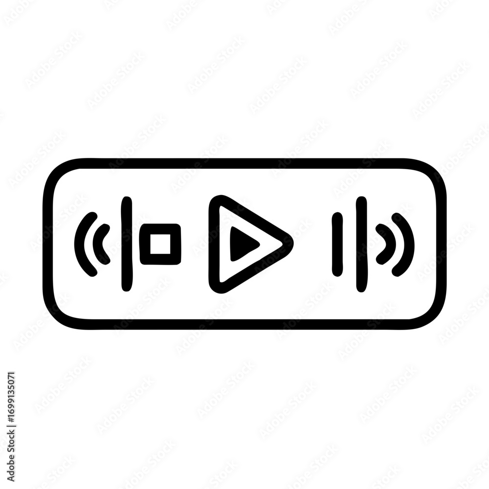 Poster podcast app with play and pause button icon for web and graphic design