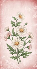 Elegant Floral Arrangement of Flowers on Pink Textured Background