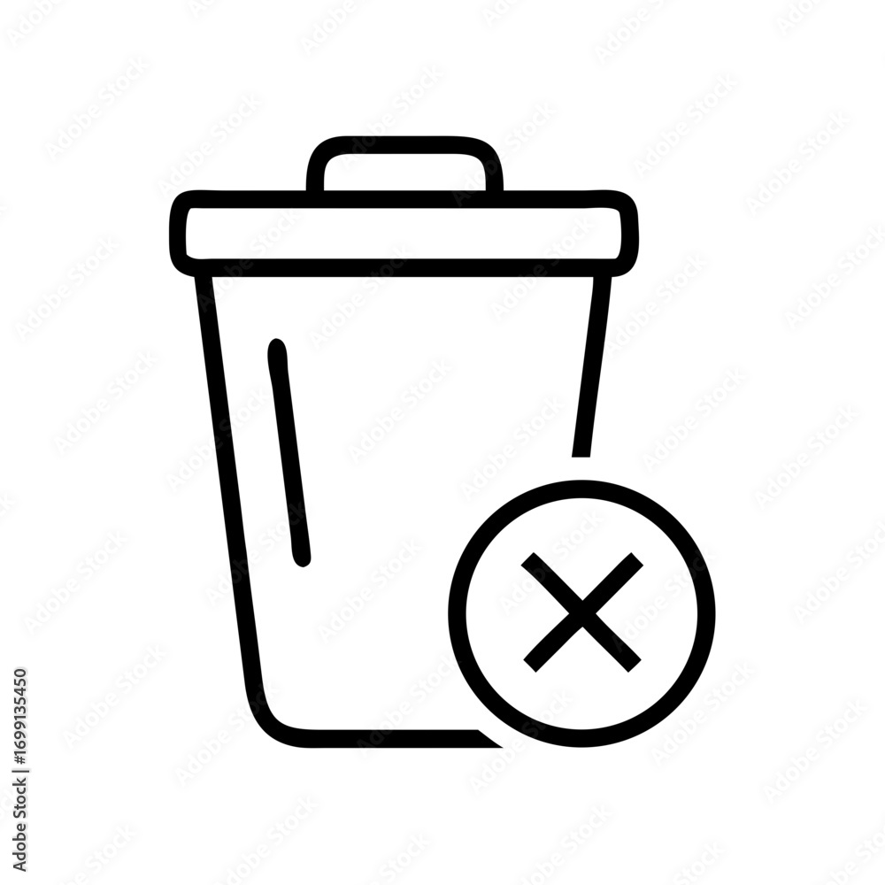 Poster recycle bin with cross delete symbol icon for web and graphic design