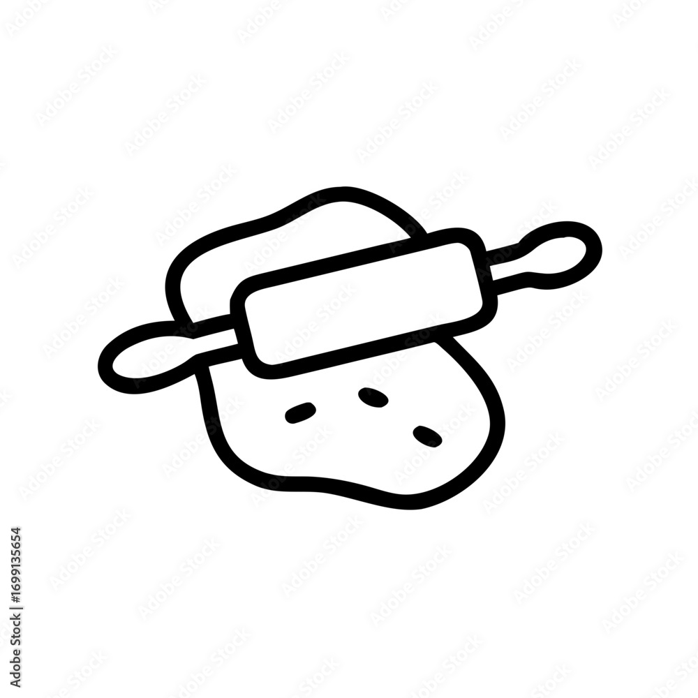 Poster rolling pin and dough preparation icon for web and graphic design
