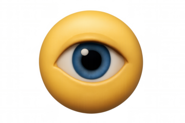 3d-rendered oversized blue eye intently gazing, transparent backdrop highlighting piercing visual intensity and mysterious scrutiny