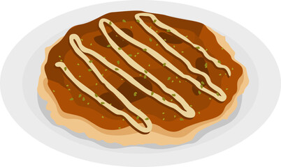 Illustration of Takoyaki Fish Balls with Sauce
