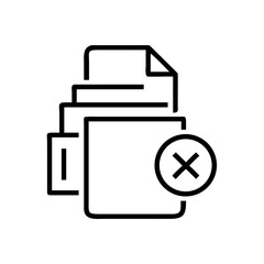 Stack of Files with Delete Trash Symbol Icon for Web and Graphic Design