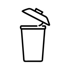Trash Bin Container with Lid Open Icon for Web and Graphic Design